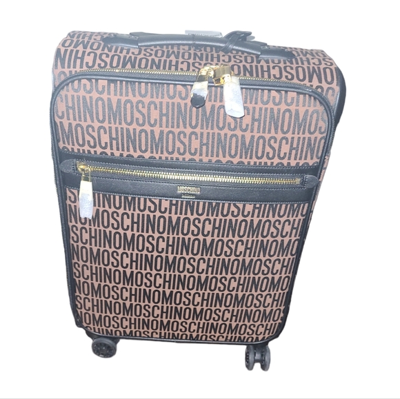 💕NWT MOSCHINO ALL-OVER LOGO NYLON TROLLEY CASE CARRY ON💕 - Picture 12 of 16